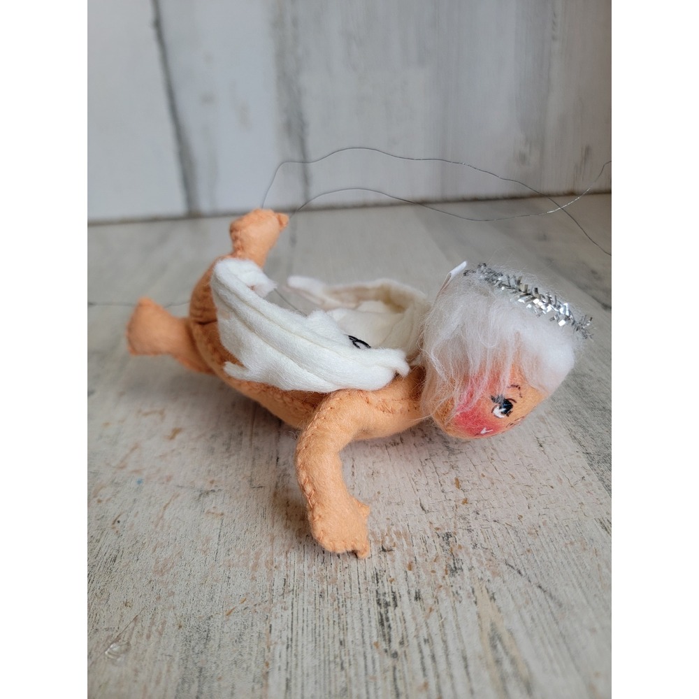 Annalee baby angel halo cherub vintage Xmas tinsel religious mini plush home